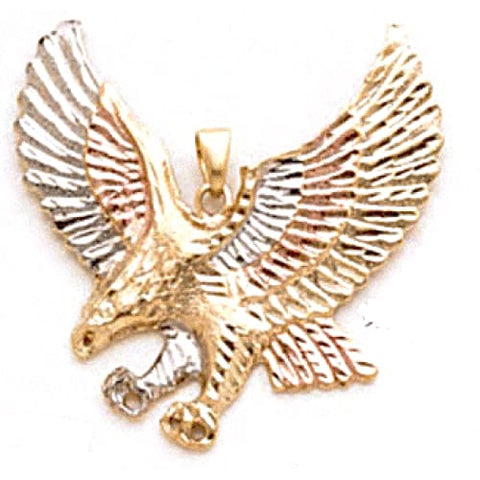 Eagle tricolor large gold plated pendant