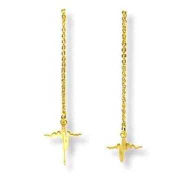 Heart beat threaders gold plated earrings