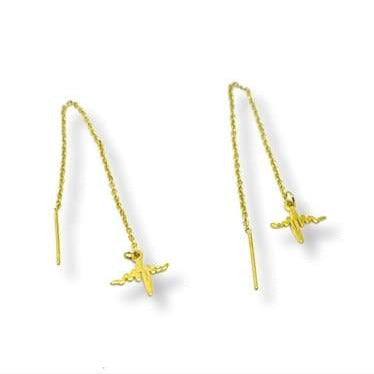 Heart beat threaders gold plated earrings
