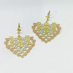 Heart rose in 18k of gold plated earrings earrings
