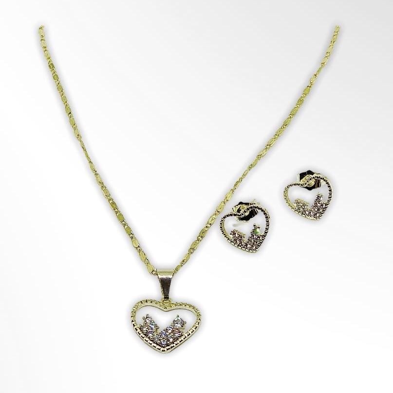 Heart set in 18kts of gold plated set