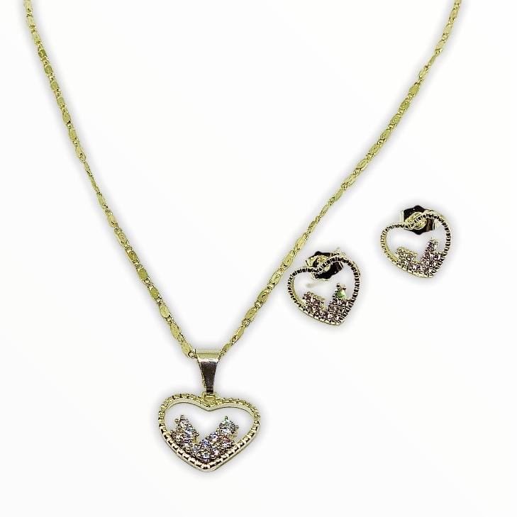 Heart set in 18kts of gold plated set