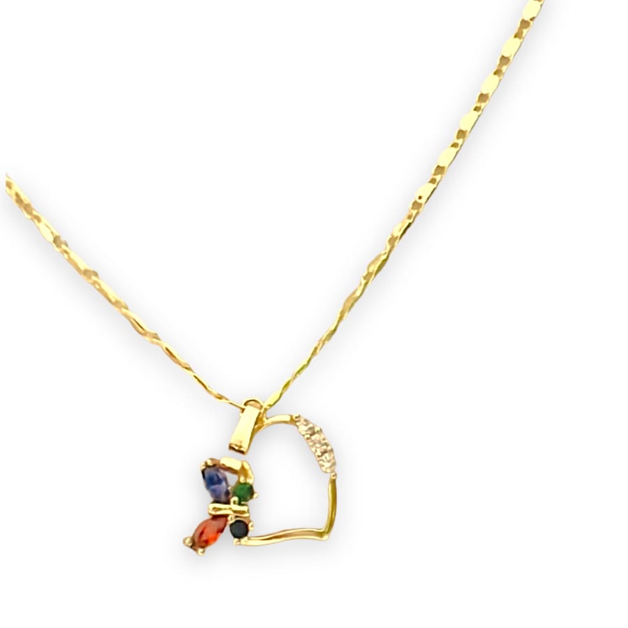 Heart shape cz butterflies goldfilled necklace earrings