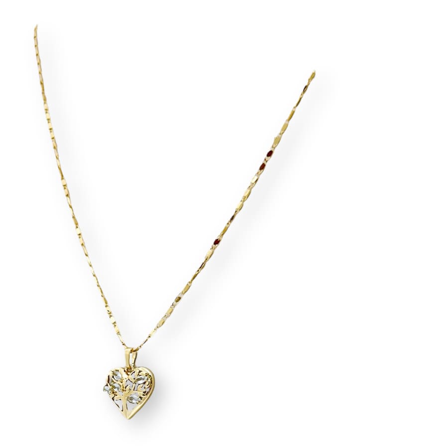 Heart shape cz tree of life gold-filled piece earrings