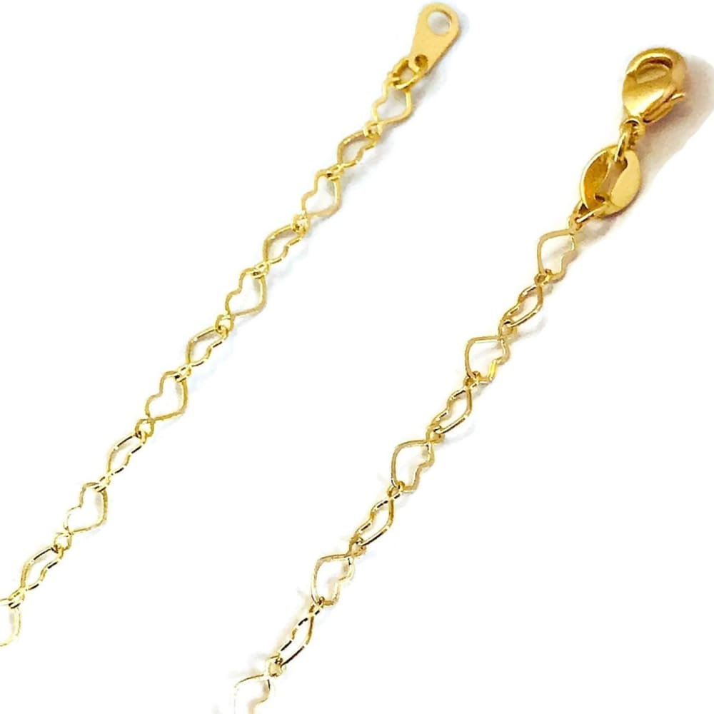 Heart shape link 18k gold plated chain chains