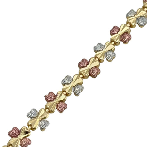 Heart shape tri - color morocco 18k of gold plated bracelet 7.5 bracelets
