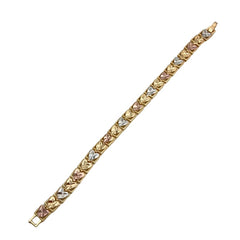 Heart squares diamond cut morocco tri - color 18k of gold plated bracelet 7.5’ bracelets