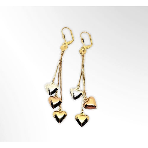 Hearts three tones earrings in 18kts of gold plated