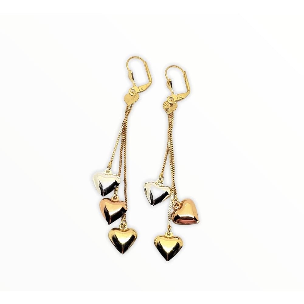 Hearts three tones earrings in 18kts of gold plated earrings