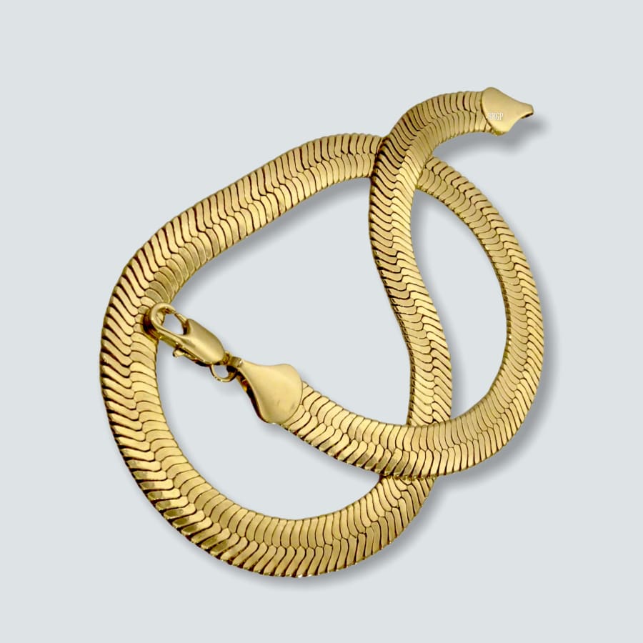 Herringbone snake 18k gold plated chain chains
