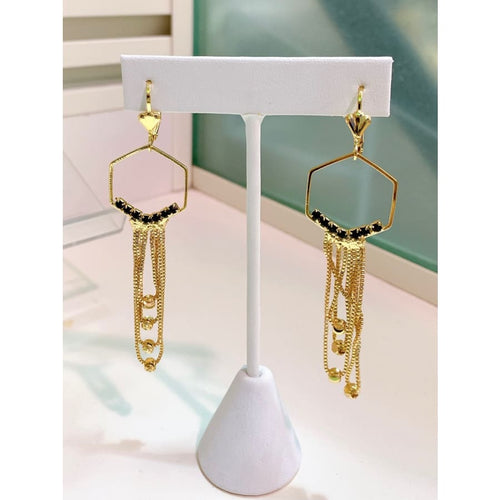 Hexagon drops earrings in 18k of gold plated earrings