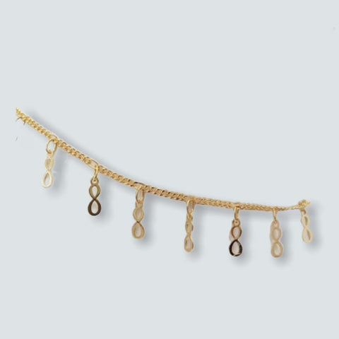 Tear drops 3 tones charms anklet 18kts of gold plated