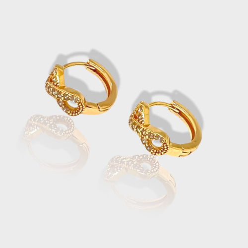 Infinity cz huggies earrings in 18k of gold plated