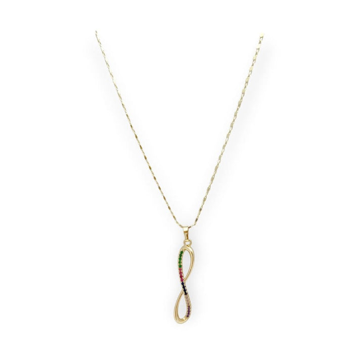 Infinity multicolor necklace in 18k of gold plated chains