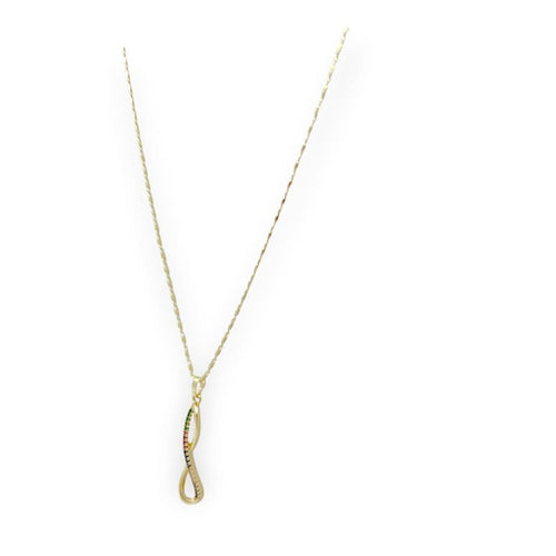 Infinity multicolor necklace in 18k of gold plated chains