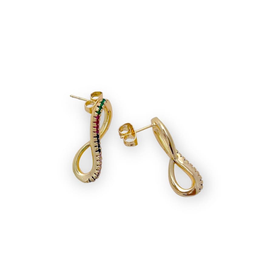 Infinity multicolor studs earrings in 18k of gold plated