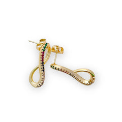 Infinity multicolor studs earrings in 18k of gold plated earrings