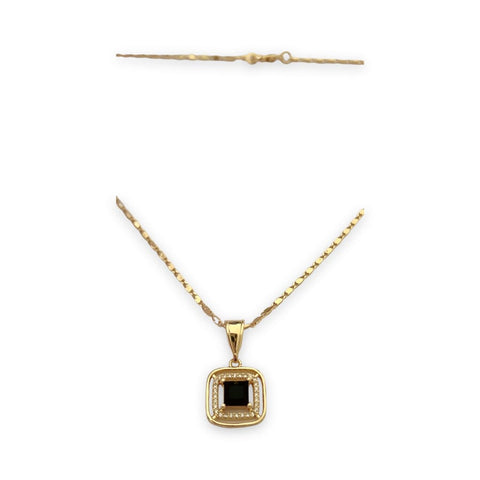 Allie red rectangular stone in 18k of gold plated chain necklace