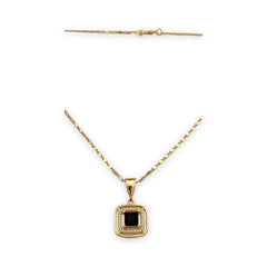 Isabela black square stone in 18k of gold plated chain necklace chains