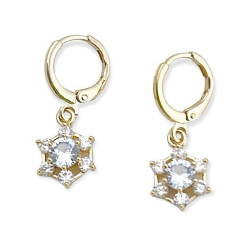 Iza hexagon clear stones drop earrings in 18k of gold plated