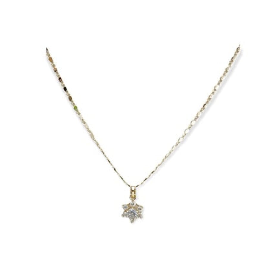 Iza hexagon clear stones pendant necklace in 18k of gold plated chains