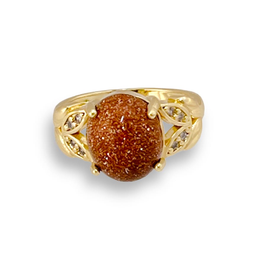 Jasper stone with butterflies sides ring in 18k of gold plated rings