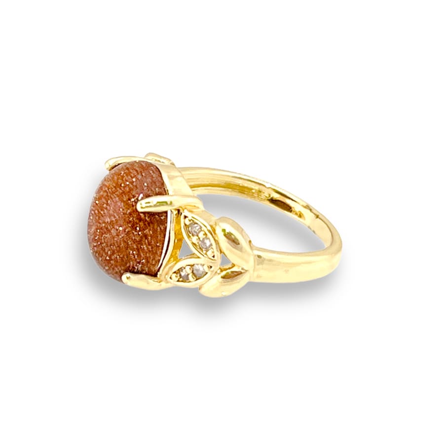 Jasper stone with butterflies sides ring in 18k of gold plated rings