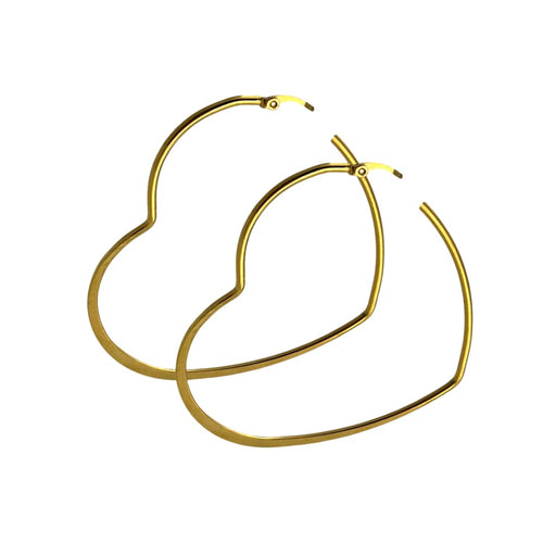 Jenny’s heart 6.6cm diameter thin hoops earrings in 18k of gold plated