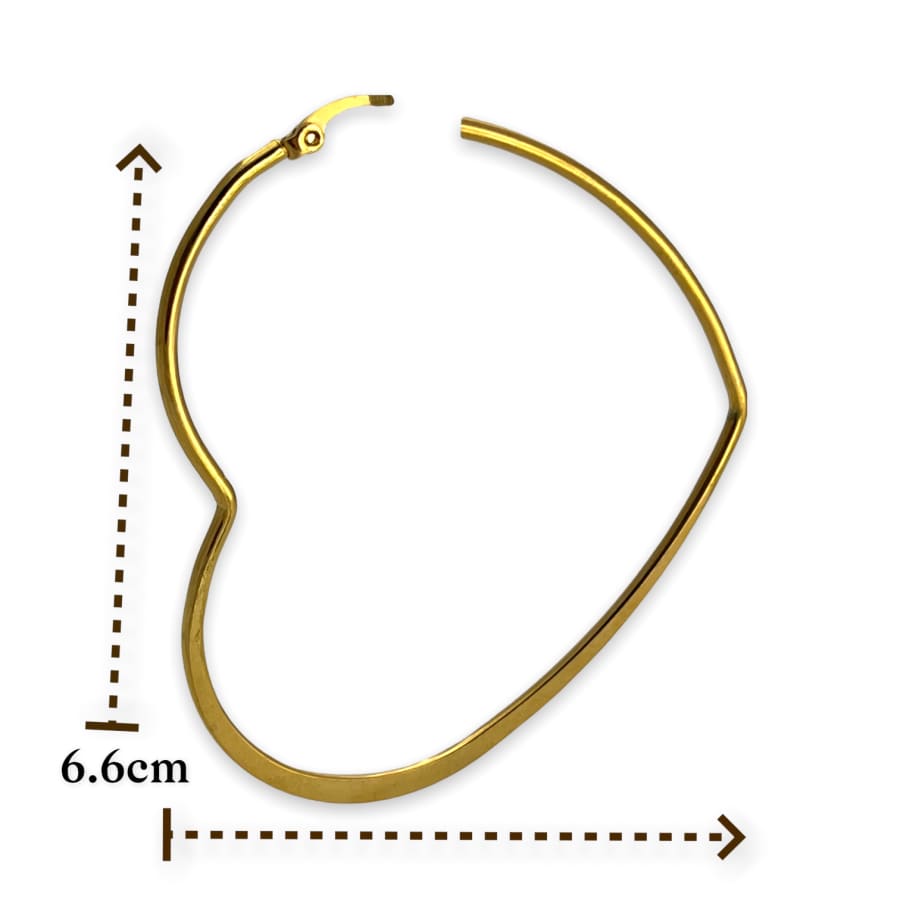Jenny’s heart 6.6cm diameter thin hoops earrings in 18k of gold plated earrings