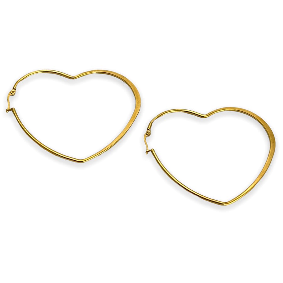Jenny’s heart 6.6cm diameter thin hoops earrings in 18k of gold plated earrings
