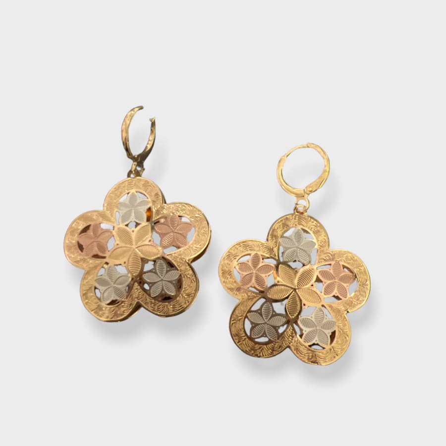 Josie three color flowers in 18k of gold filled earrings