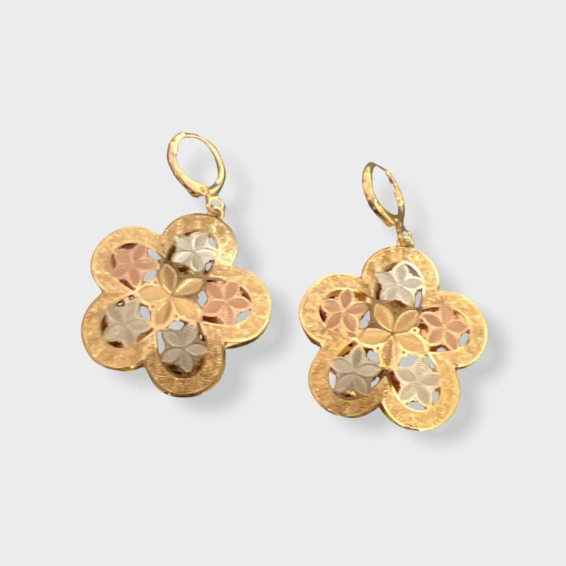 Josie three color flowers in 18k of gold filled earrings
