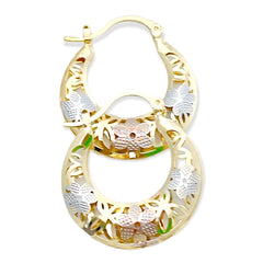 Keke flowery tricolor hoops earrings in 18k of gold plated earrings