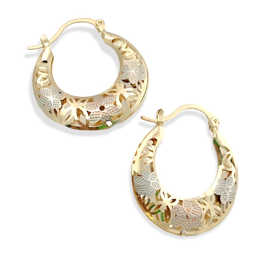 Keke flowery tricolor hoops earrings in 18k of gold plated earrings