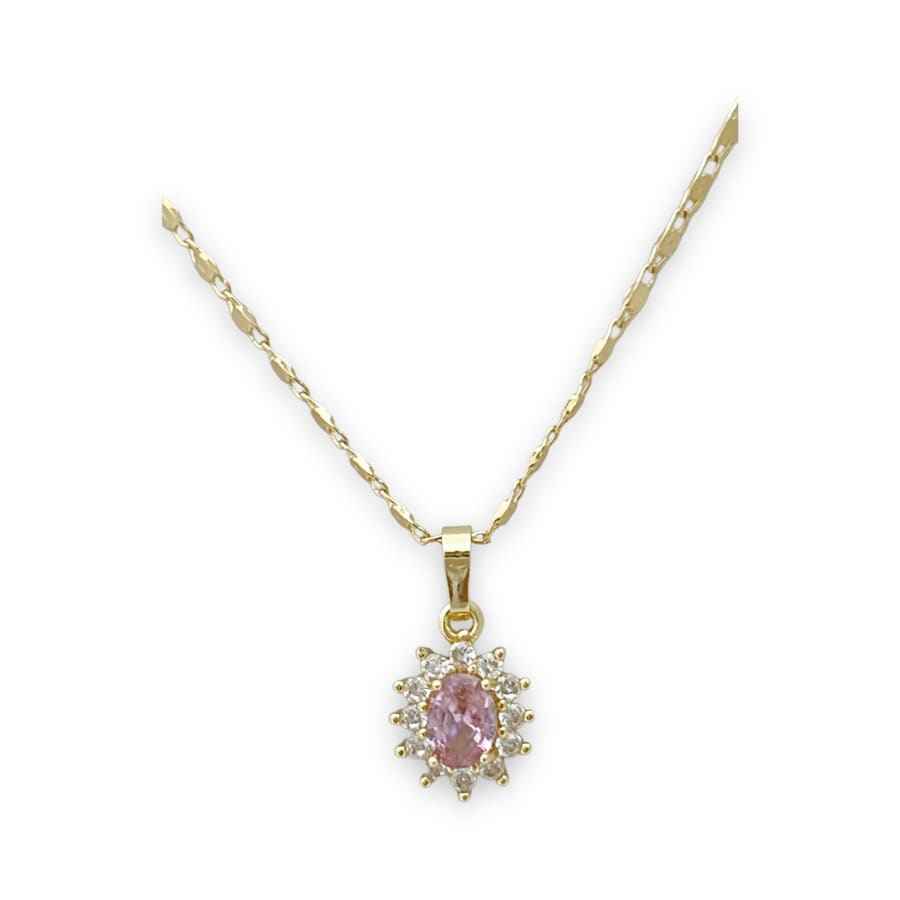 Laura oval shape cz pink goldfilled necklace earrings