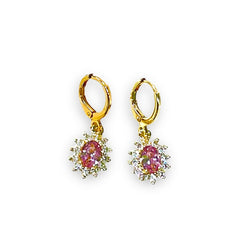 Laura oval shape cz pink goldfilled earrings