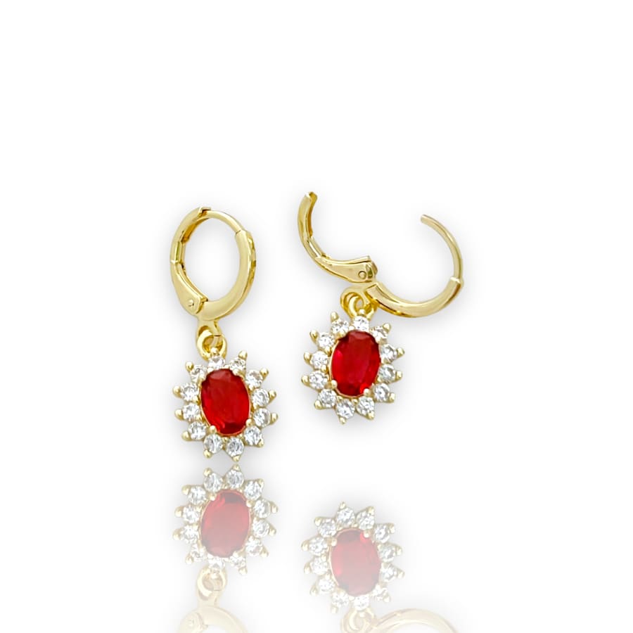 Laura oval shape cz red goldfilled earrings