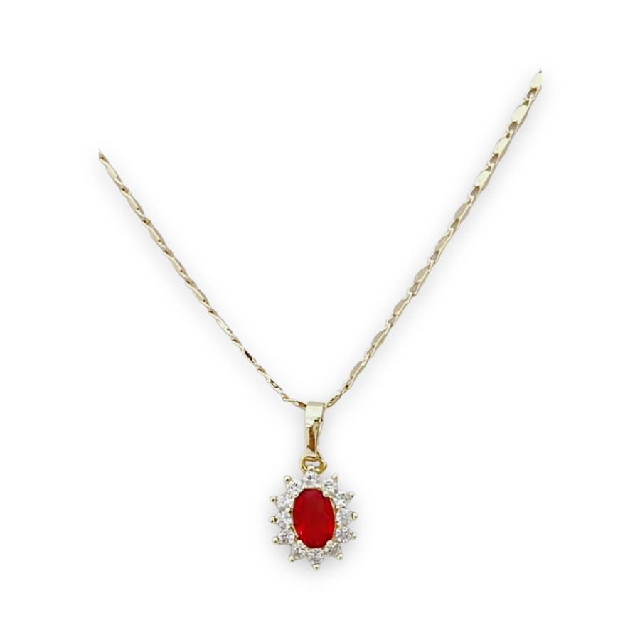 Laura oval shape cz red goldfilled necklace earrings