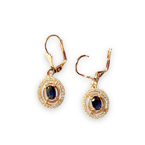 Liam deep blue stone lever-back 18k of gold plated earrings