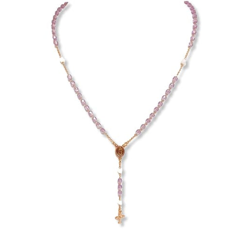 Cz san judas gold plated rosary necklace
