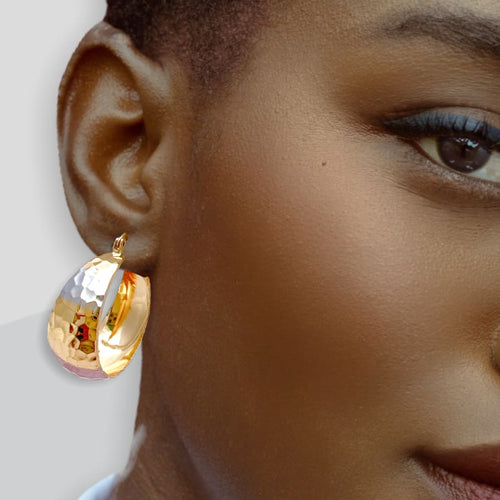 Lila hollow tri - color hoops earrings in 18k of gold plated