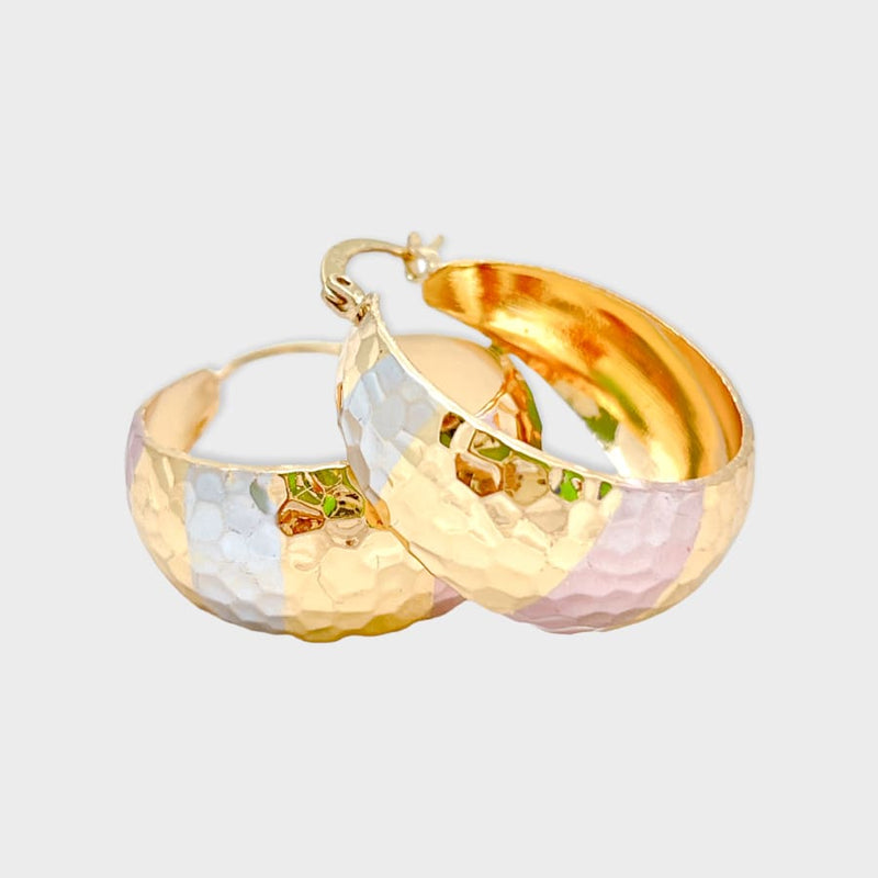 Lila hollow tri-color hoops earrings in 18k of gold plated earrings