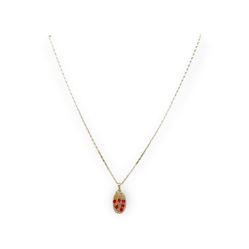 Lina pink cz oval necklace in 18k of gold plated necklace