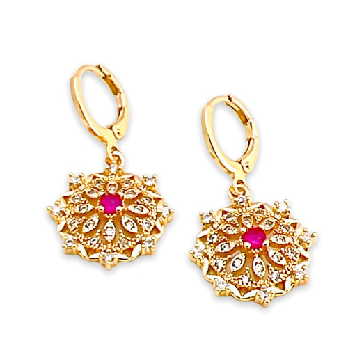 Liz pink stones drop earrings in 18k of gold plated earrings