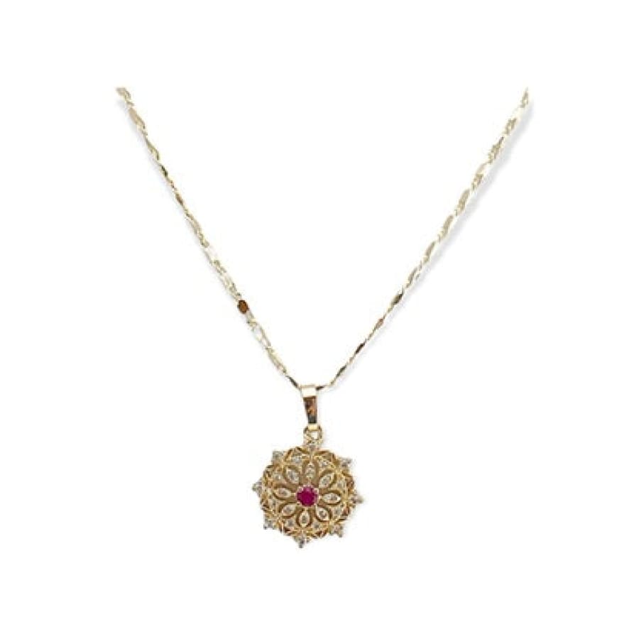 Liz pink stones necklace in 18k of gold plated chains