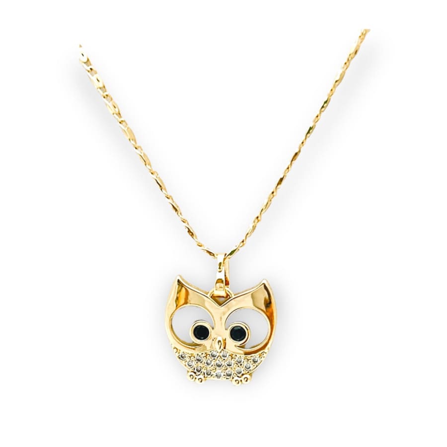 Loopy eyes owls necklace in 18k of gold plated chains