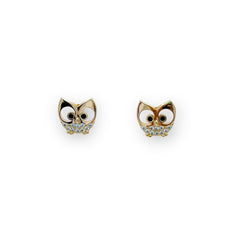 Loopy eyes owls studs earrings in 18k of gold plated