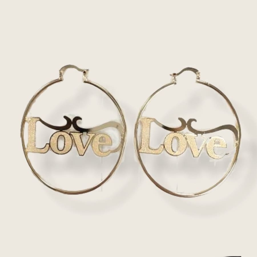 Love 18kts of gold plated earrings hoop 40mm / gold earrings