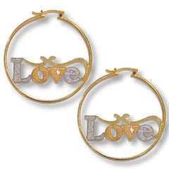 Love 18kts of gold plated earrings hoop 40mm / 3colors