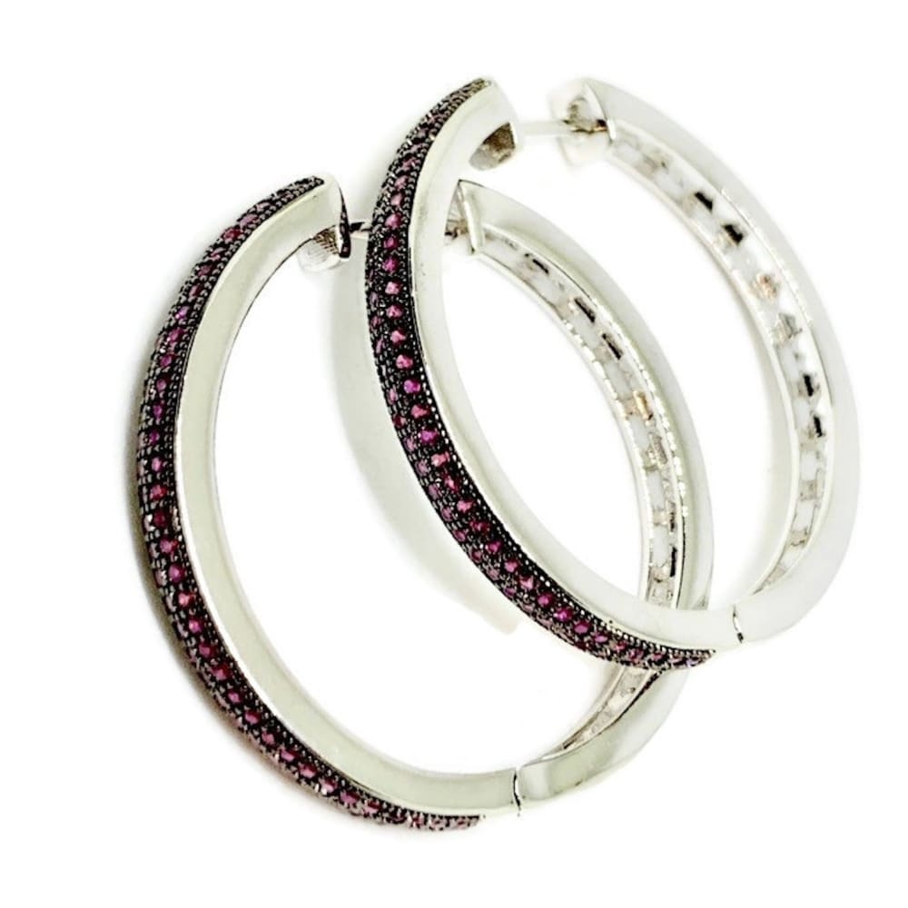 Love circle cz silver plated hoops earrings violet earrings